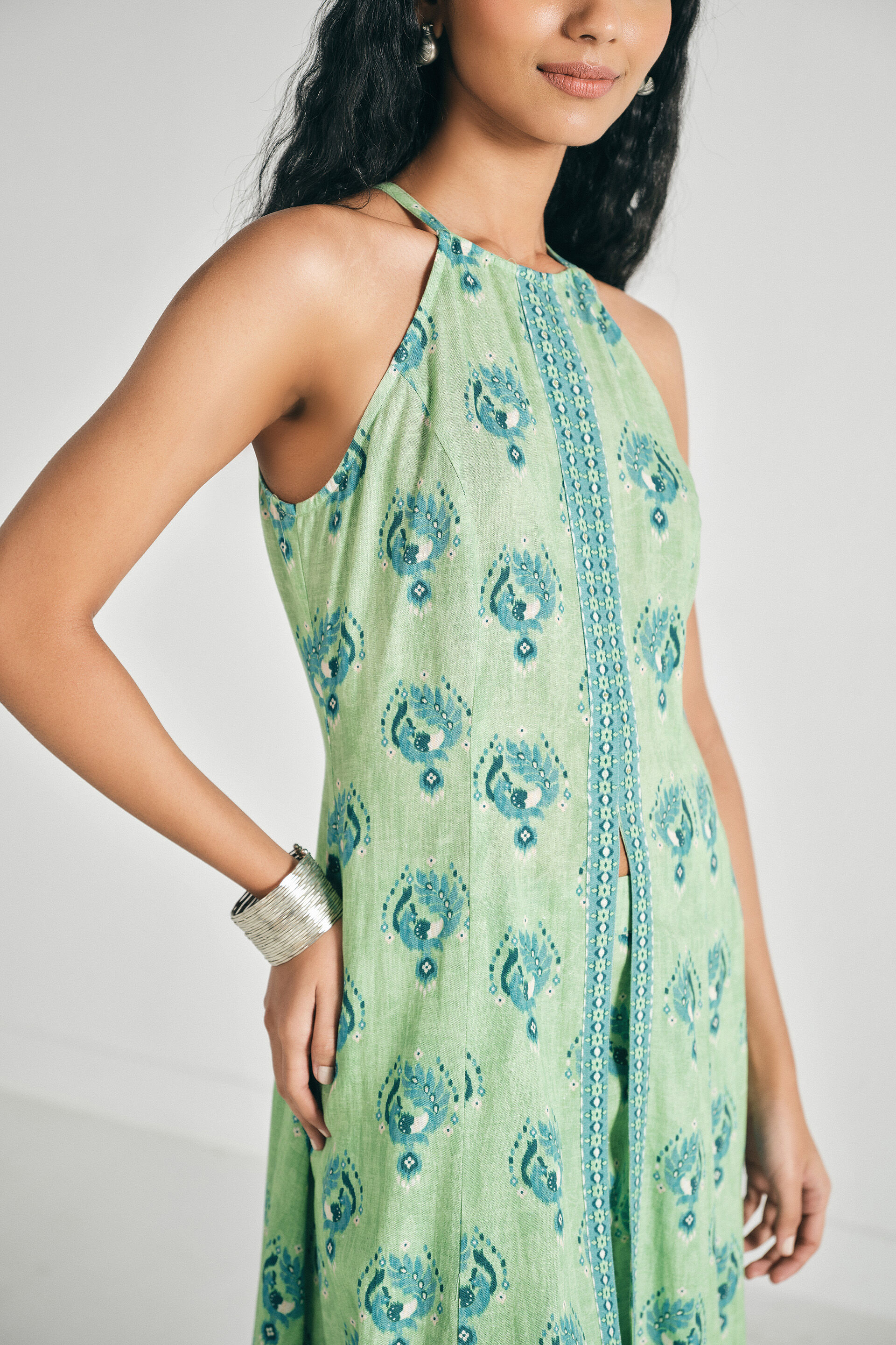 Sanaya Printed Kurta Set, Green, image 3
